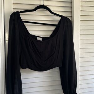 Balloon Mesh Sleeve Top